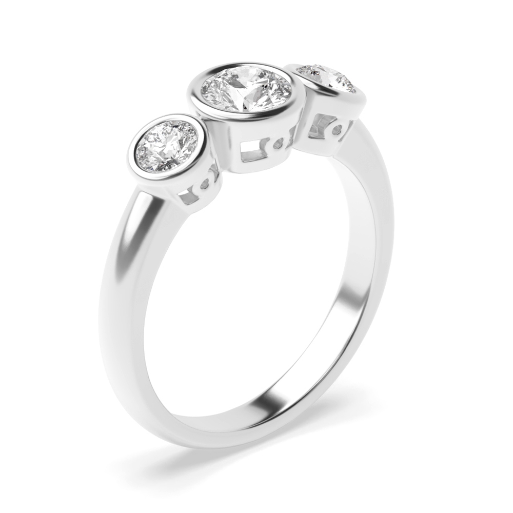 Three stone bezel set engagement ring shop