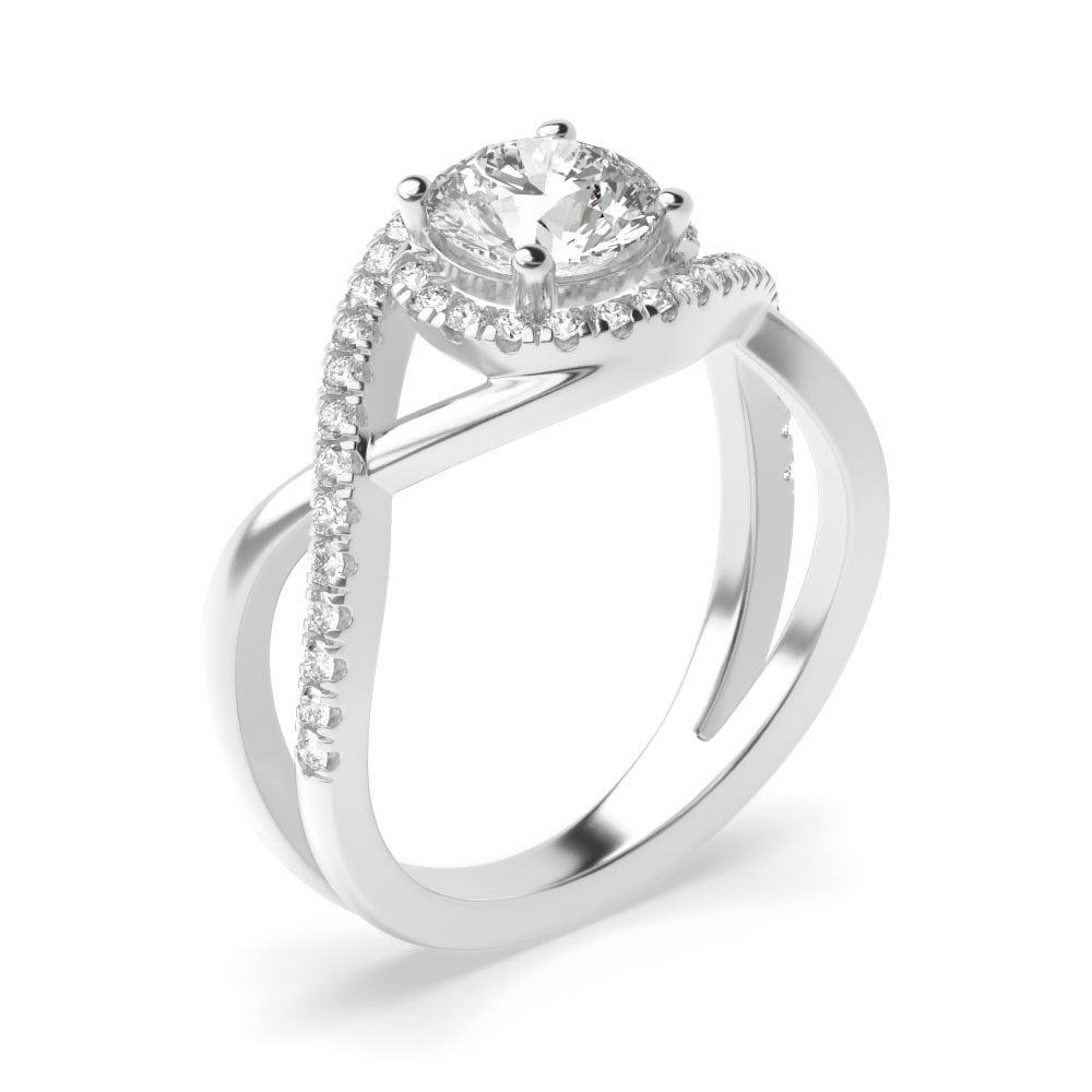 Petite twisted halo diamond engagement ring deals
